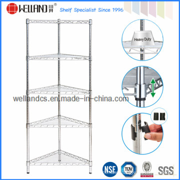 Metal Chrome Bathroom Corner Wire Rack with Fan-Shaped Style (CR3030120C5C)